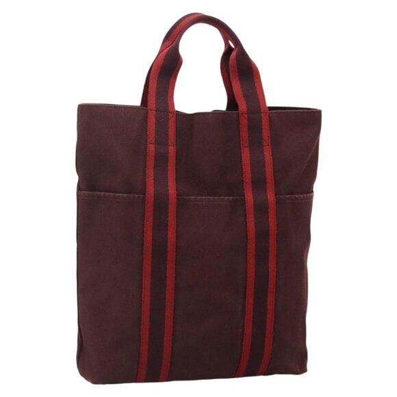 HERMES Fourre Tout Cabass Hand Bag Canvas Red Auth ti3345 - Picture 1 of 16